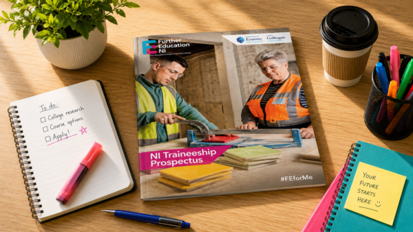 Traineeship Prospectus sitting on student desk