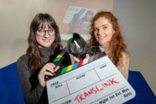Brídín Níg Ráine and Niamh Brolly whose advertisement was one of the winning entries in the Translink y Link card competition