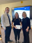 Hairdressing student Claudia Daly with lecturer Kate Bresnahan and Campus Manager Luke McCloskey.