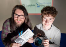 Michael Timoney left from the North West Regional College pictured with filmmaker Harry Lavery whose advertisement was one of the winning entries in the Translink y Link card competition 2