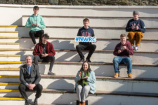 Head of Science and the Creative Industries at Danny Laverty, Suzanne Rodgers, Curriculum Manager for Media, pictured with students after NWRC was awarded Top Performing College at the NICMA awards.