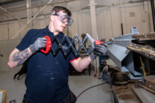 Brandon Kilgore competes in the Motor Vehicle Body Work department at Springtown Campus during the NWRC Skills competition.