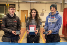 Janice Nelson, centre, first prize winner, Jamie Craig, left, 2nd place and Matthew Nicholl, third place , pictured during the Skills competition at Springtown Campus.