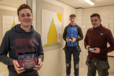 Morgan Nutt, first in Tiling, at NWRC at the college's Skills competition with Eamon McAteer, (third) and Stephen Doherty, (second prize).