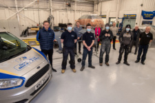 Competitors in the Motorvehicle Bodywork competition at NWRC's Skills competition. Also included are Johnny Ward, North West Motor Factors, Paul Harrison, lecturer, Louise O'Donnell, Employee Liasion Officer, Joe Porteous, Curriculum Manager, Uel Murphy, Lecturer and Michael Gorman, Technician.