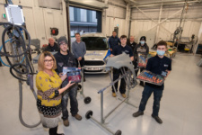 Competitors in the Motorvehicle Bodywork competition at NWRC's Skills competition. Also included are Johnny Ward, North West Motor Factors, Paul Harrison, lecturer, Louise O'Donnell, Employee Liasion Officer, Joe Porteous, Curriculum Manager, Uel Murphy, Lecturer and Michael Gorman, Technician.