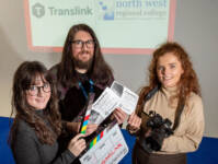 North West Regional College filmmakers Brídín Níg Ráine and Niamh Brolly whose advertisement was one of the winning entries in the Translink y Link card competition