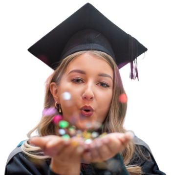 Female Graduate blowing confetti