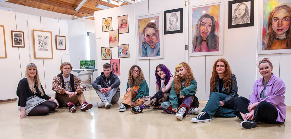 Art students pictured in the Art & Design studio at NWRC Limavady