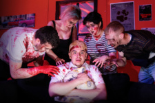 Group of Performing Arts students reenact a scene from the movie Shaun of the Dead
