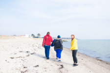 Student union members at the beach