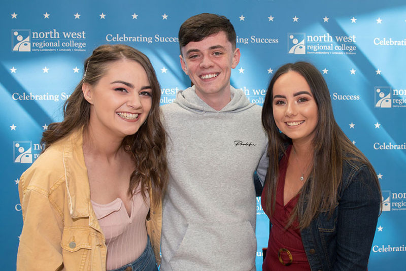 Two female and one male student pictured at NWR Cs Best in FE Awards