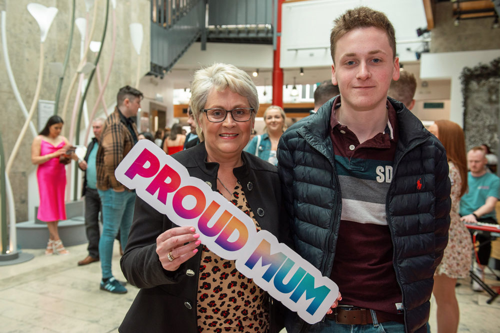 Morgan, pictured with his mum, at the NWRC Best in Further Education Awards