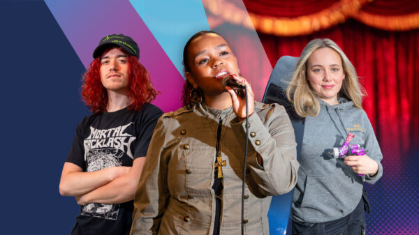 group of 3 young people representing art, music and motor vehicle