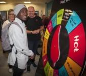 Male student enjoys games at NWRC Freshers Day