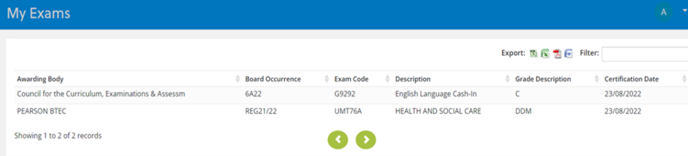 NWRC sample results page