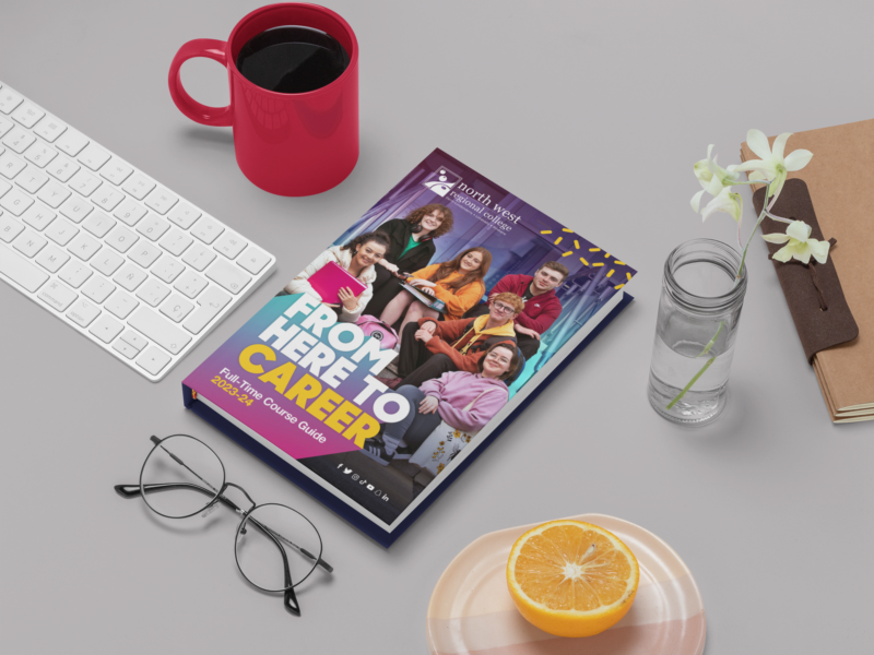 full-time prospectus pictured on a desk