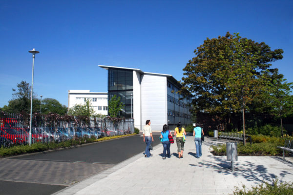 NWRC Limavady Campus building with students walking outside
