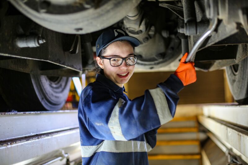 Trainee Mechanical Technician at Derry City and Strabane District Council, Niamh Watson, at work at Council’s Fleet Depot at Skeoge Industrial Estate