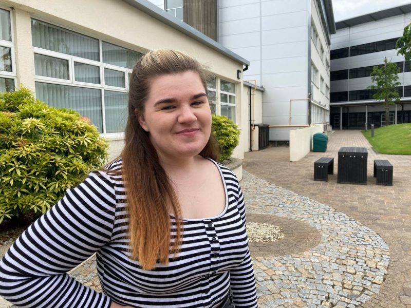 Girl with hand on hip outside Limavady campus