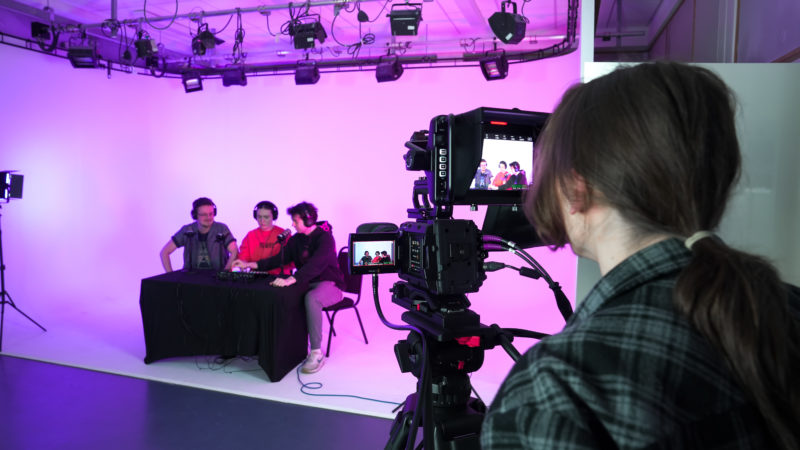 students in a TV studio