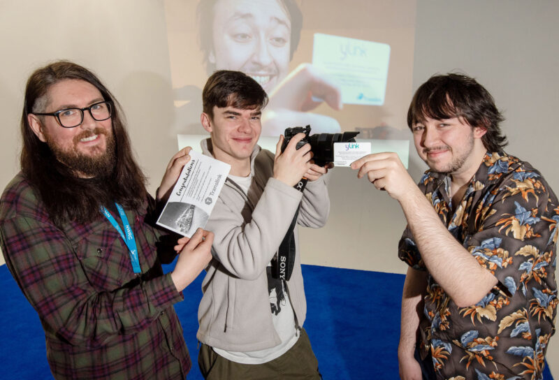 Michael Timoney left from the North West Regional College pictured with filmmaker Ben Lagan Mc Cullough featuring fellow student an actor Lucas Deighan right