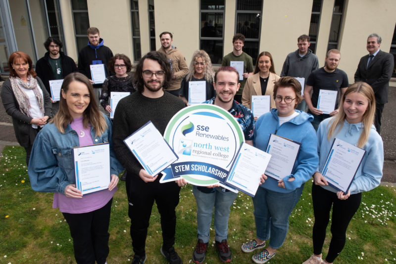 NWRC Students holding SSE Renewables Scholarship Certificates