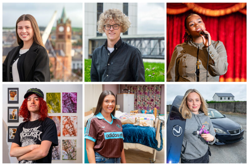 Six pictures of students presented in a collage format