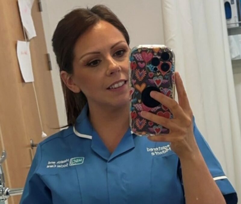 Nurse in uniform taking a selfie